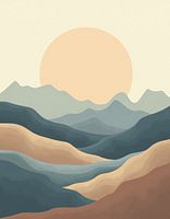 Goldener Sonnenuntergang über heiterer böhmischer Berglandschaft