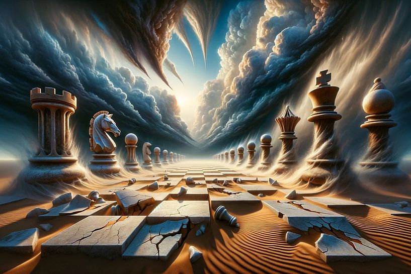 Apocalyptic game in the chess desert sand by artefacti