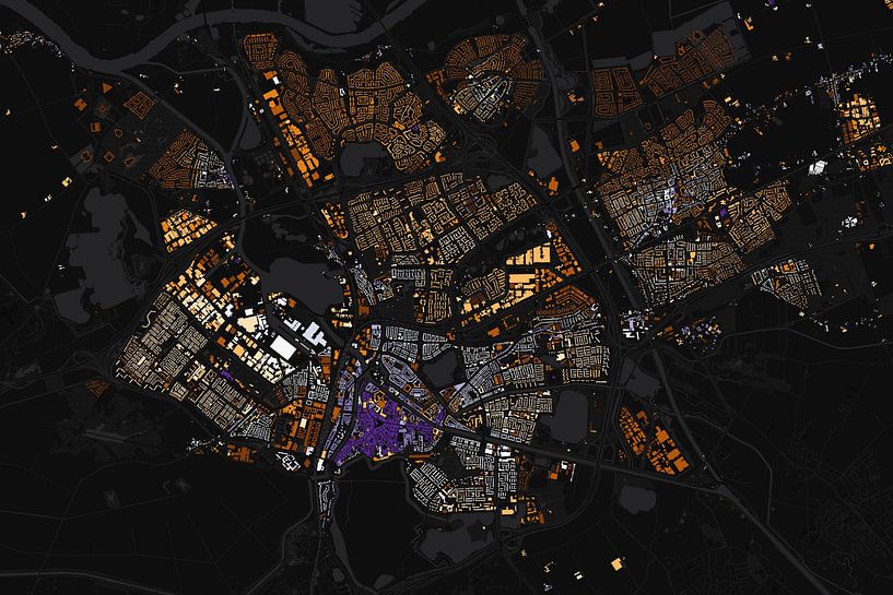 Carte de l'abstrait Den Bosch par Maps Are Art