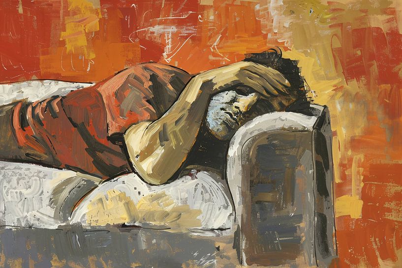 Liegende Figur auf einer Bank in Ruhe von Imperial Art House