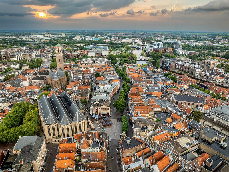Zwolle from above during a summer sunset  by Sjoerd van der Wal Photography