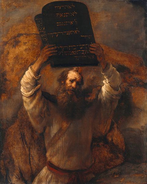 Moses zerschmettert die Gesetzestafeln, Rembrandt van Rijn von Rembrandt van Rijn