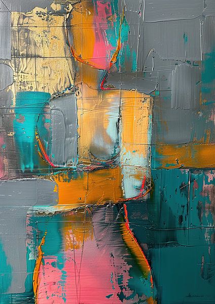 Vrouw Goud Oranje | Elegante Vrouw in Kleur van Blikvanger Schilderijen