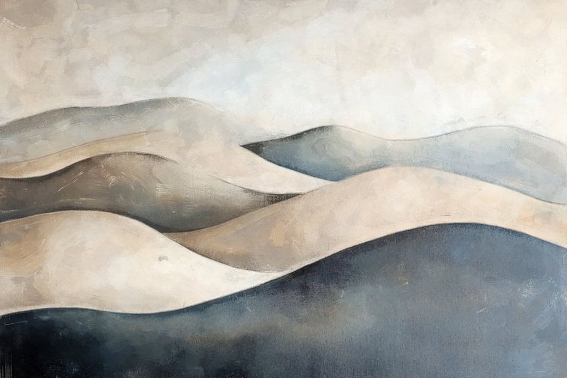 Wavy Landscape - Japandi Work in Sand- und Blautönen von Whale & Sons