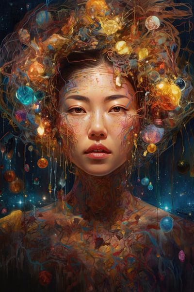 Kraftvolles, farbenfrohes Porträt von Digitale Schilderijen