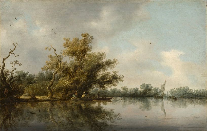 Flussufer mit alten Bäumen, Salomon van Ruysdael von Meisterhafte Meister