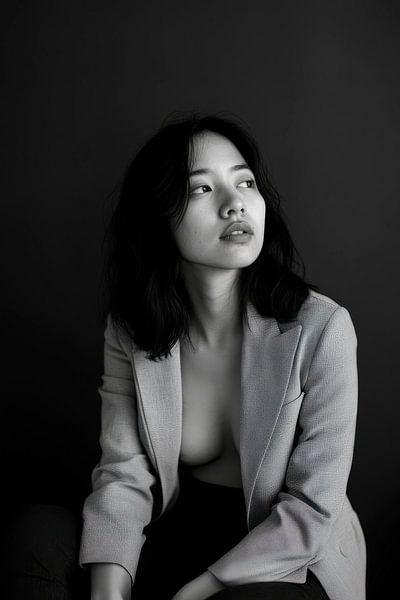 Portrait contemplatif en noir et blanc par Poster Art Shop