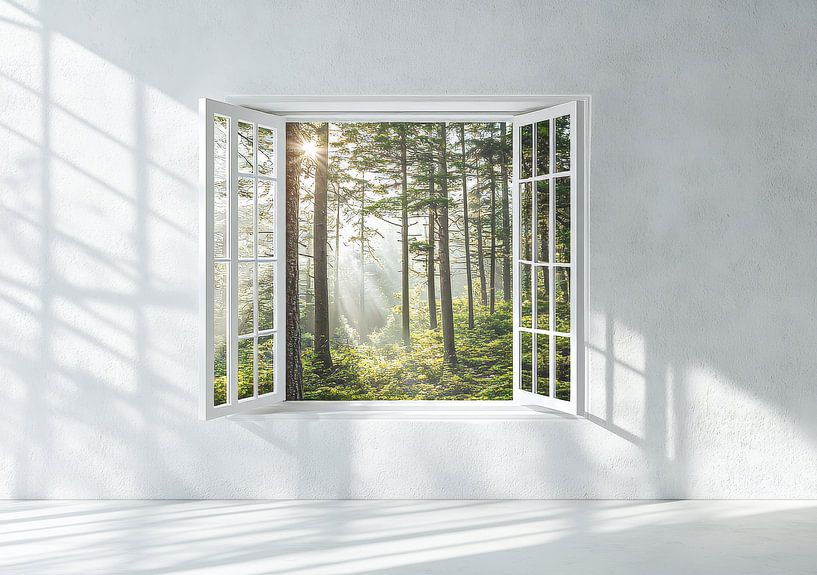 Blick auf die Waldlandschaft vom Wohnzimmer aus von Egon Zitter