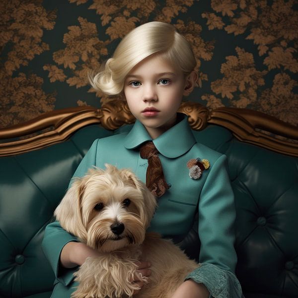 Kunstporträt &quot;Ich und mein Hund&quot; von Carla Van Iersel