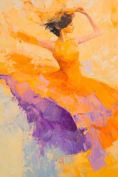 Dancing woman in a colourful dress by Poster Art Shop