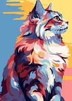 Chat Animal WPAP Pop Art Color Style