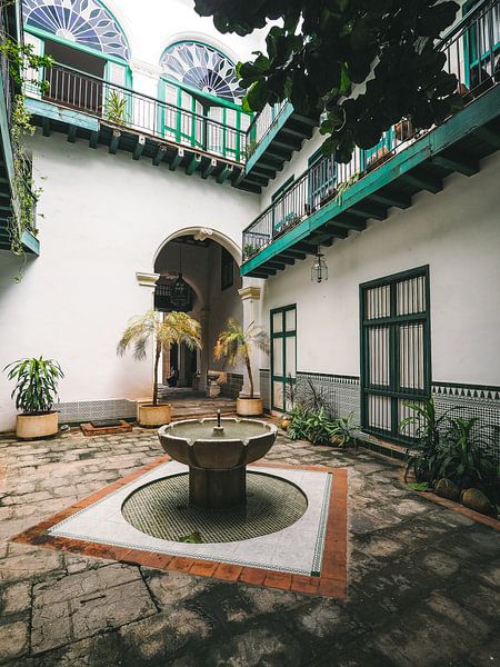 Courtyard fountain in restored authentic building in Havana, Cuba by Michiel Dros
