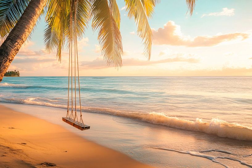 Schaukel am Strand von Poster Art Shop