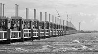 Oosterschelde barrier in black and white