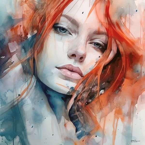 Abstract watercolour of a girl/woman. by Gelissen Artworks
