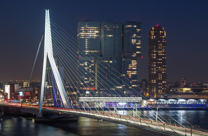Le Pont Erasmus et Wilhelmina Pier à Rotterdam par MS Fotografie | Marc van der Stelt