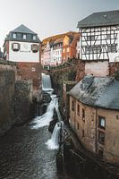 Centre ville de Saarburg au coucher du soleil