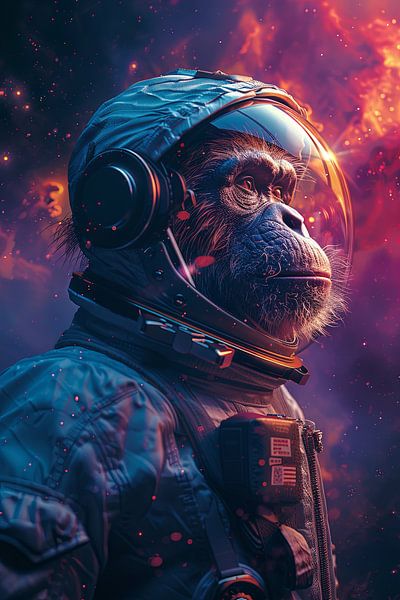 Hyper-Realistisches Bild eines Affen im Astronautenanzug von Poster Art Shop