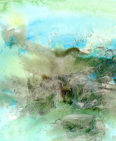 modern abstract landscape blue green by Claudia Gründler