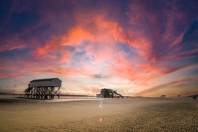 Sunset on the beach at Sankt Peter-Ording in Germany by Animaflora PicsStock