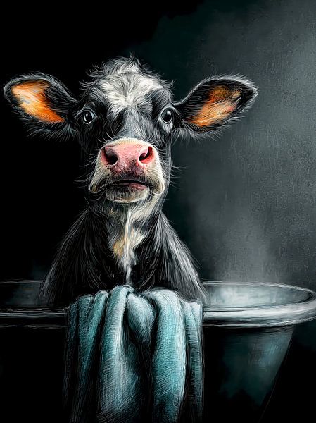 Kuh beim Baden von JBJart Justyna Jaszke