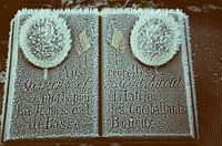 Vintage photo of frozen monument