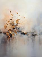 Abstraktes Gemälde in Nebel und Gold – verträumtes, modernes Kunstwerk