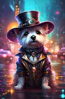 Steampunk Terrier Digitale Kunst Aquarell Stil