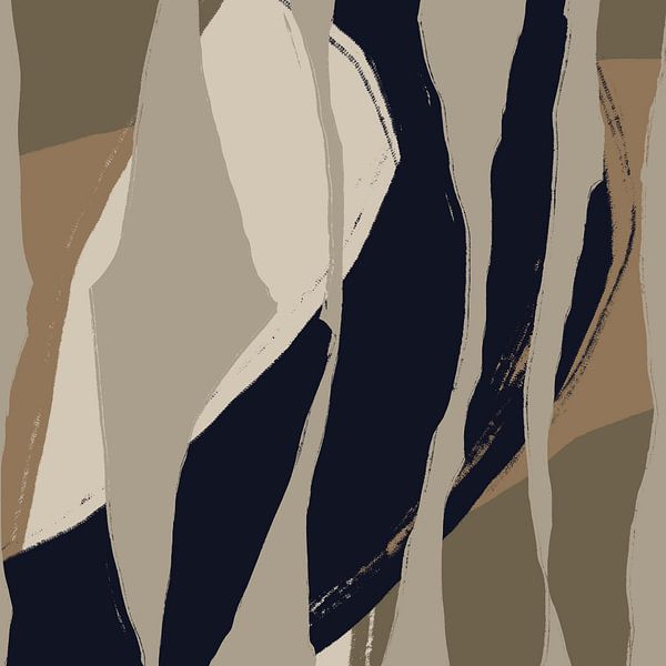 Abstrakte Kunst. Linien in Schwarz, Weiß, Braun Nr. 1 von Dina Dankers