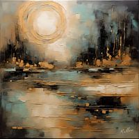 Goldener Sonnenuntergang über einem See