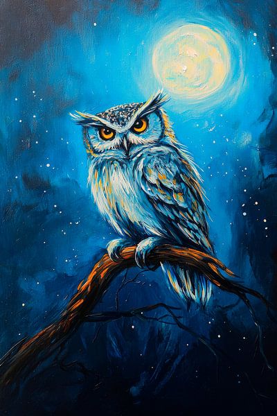 Uil onder het maanlicht van Poster Art Shop