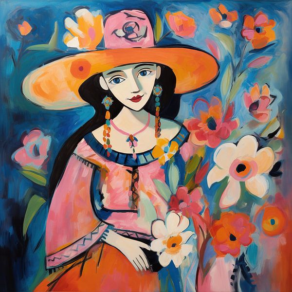 Female flower portrait by Wonderful Art