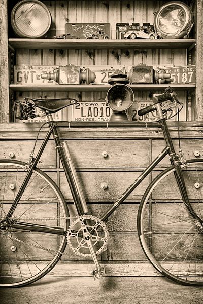 The racing bike and the old Bookcase by Martin Bergsma