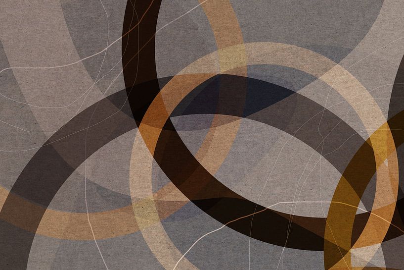 Retro geometrie. Moderne abstracte organische vormen in beige, grijs en bruin van Dina Dankers