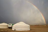 Arc-en-ciel dans le désert de Gobi