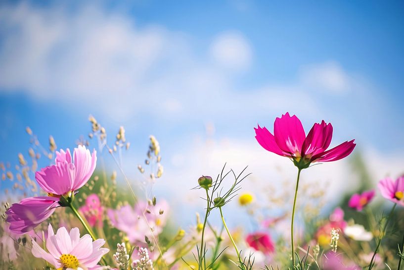Bright flowers against a blue sky by Imperial Art House