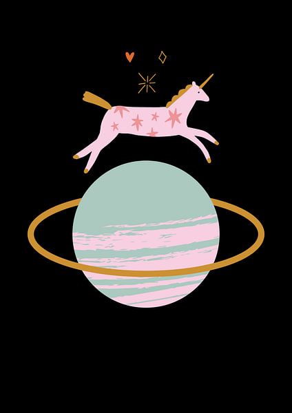 Illustration d'un animal fantastique en rose pour une chambre d'enfant par Studio Allee