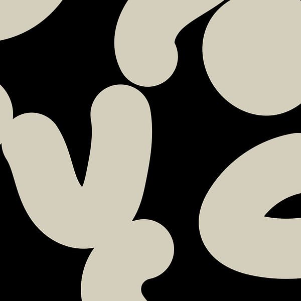 Boho Abstracte Vormen. Wit op zwart nr. 6 van Dina Dankers