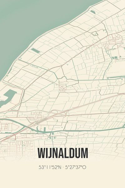 Alte Karte von Wijnaldum (Fryslan) von Ortsdrucke