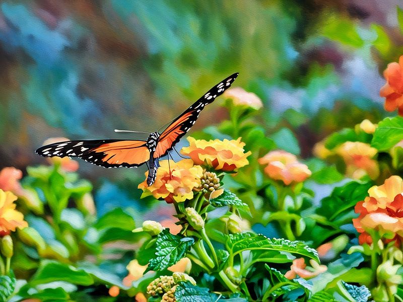 Monarchfalter inmitten blühender Lantanen von Sergio Pazzano