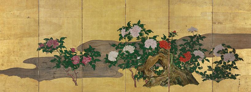 Pfingstrosen, Baisho Moronobu von Meisterhafte Meister