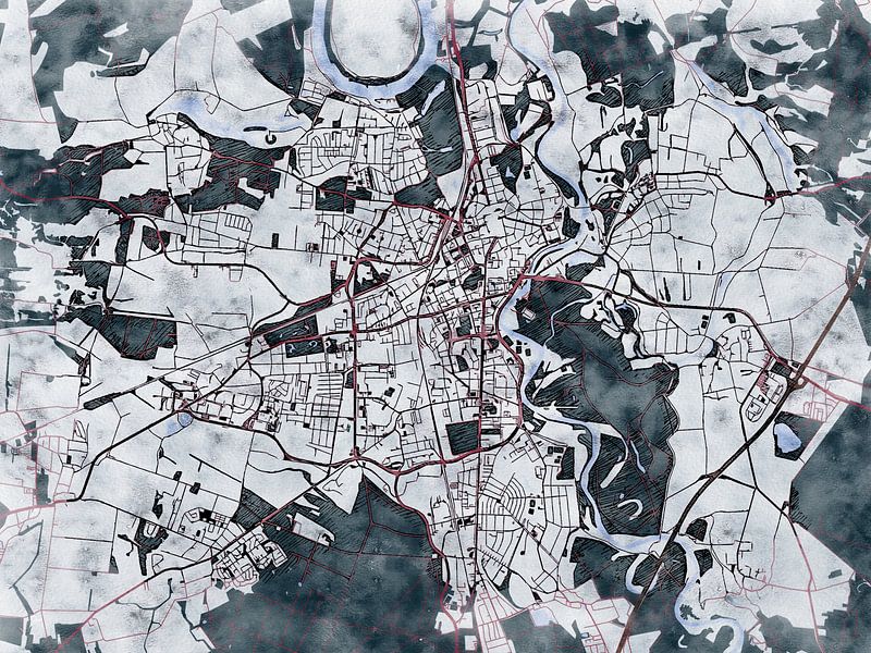 Carte de Dessau-Roßlau avec le style 'White Winter' par Maporia