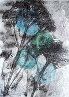 Les plantes et insectes botaniques impriment Vert Bleu Vert