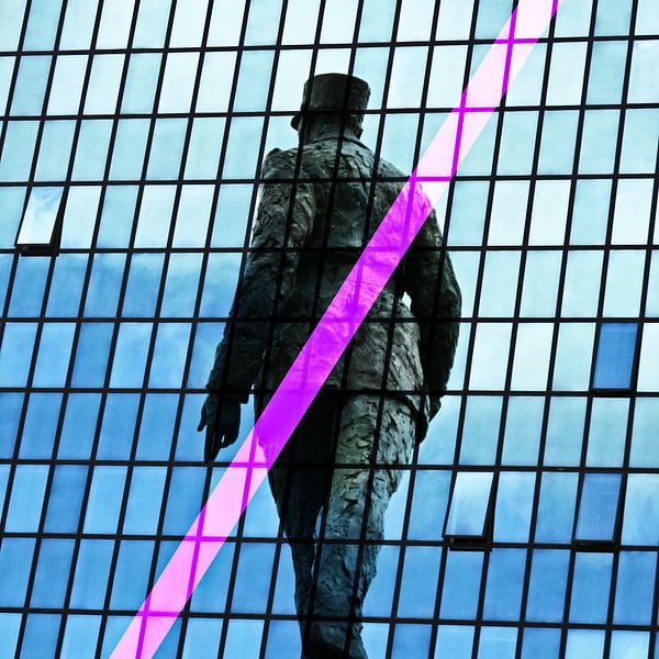 Urbanism in Violet: A Silent Guardian in Neon Light by Maikel van der Beek