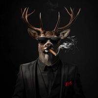 Cerf avec cigare et lunettes de soleil