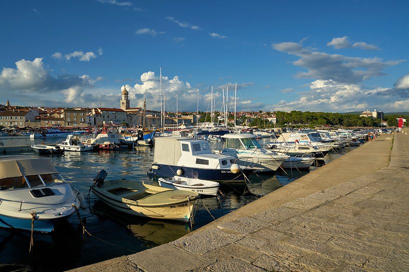 Boats in the port of Krk in Croatia by Heiko Kueverling
