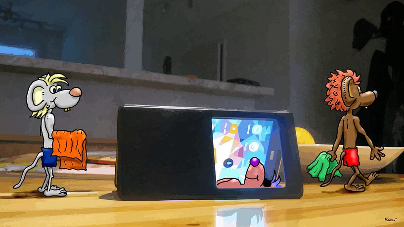 Tanning salon on kitchen table by HEUBEERE Cartoons