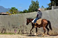 Cubanse boer op dravend paard