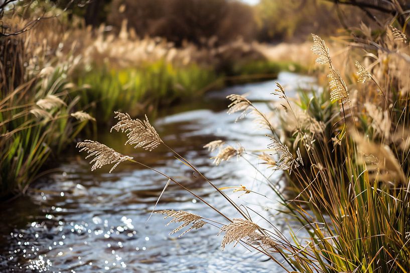 Plätschernder Bach in herbstlicher Landschaft von Imperial Art House