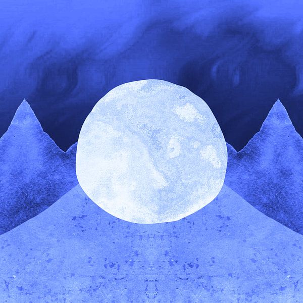 Lune d'ivoire et montagnes bleues par Mad Dog Art